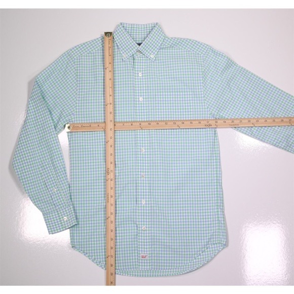 Vineyard Vines Green/Blue/White Check Murray Button-Down Dress Shirt XS - Picture 5 of 8